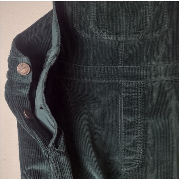 Faherty York Scarab Green Corduroy Overall Skirtall Mini Dress Size Large - Picture 3 of 7